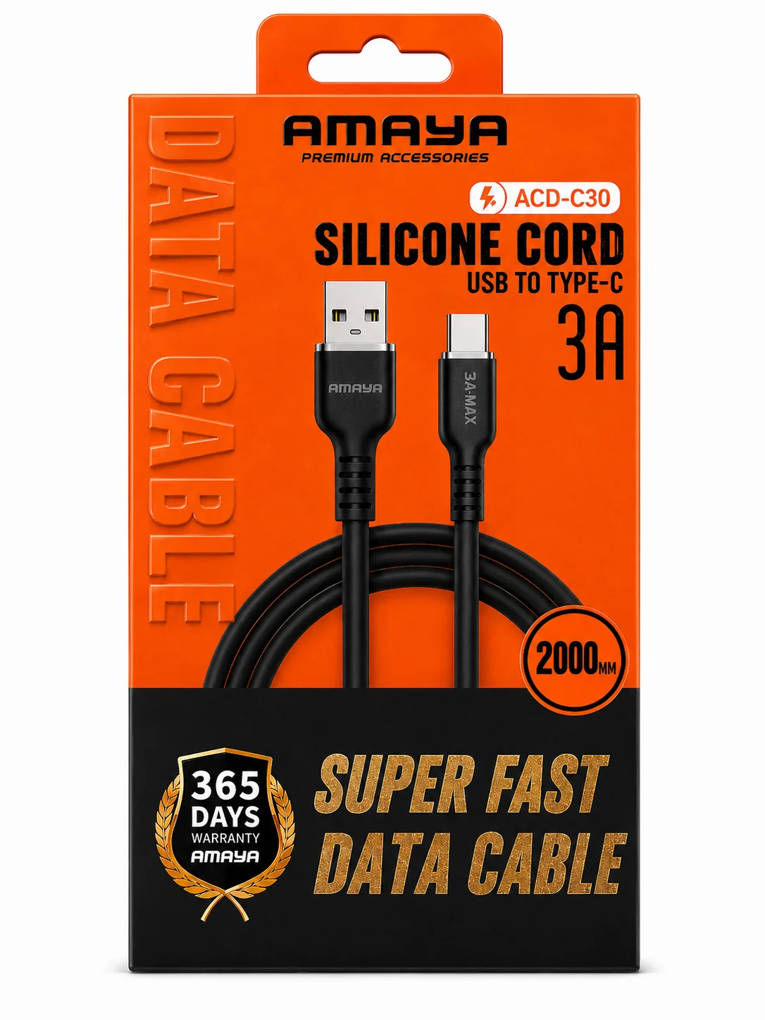 كابل AMAYA C30 — USB إلى Type-C، 2 متر