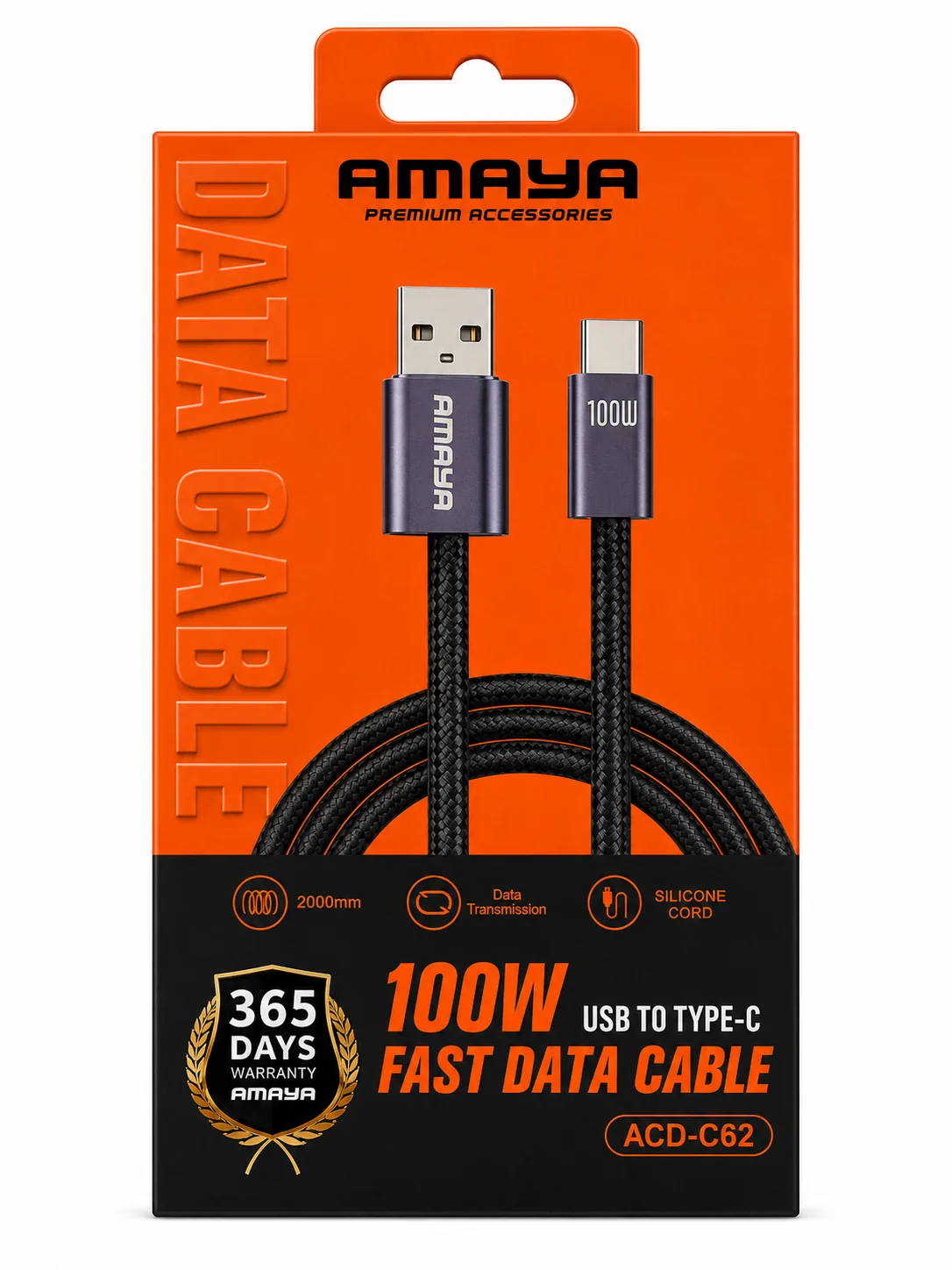 كابل AMAYA C62 — USB إلى Type-C، 2 متر