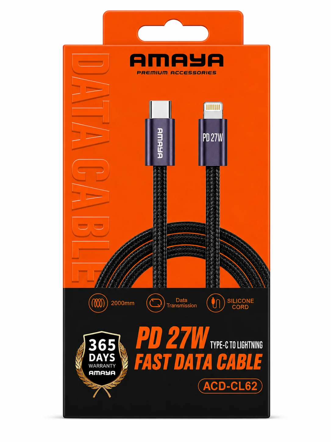 كابل AMAYA CL62 — Type-C إلى Lightning، 2 متر