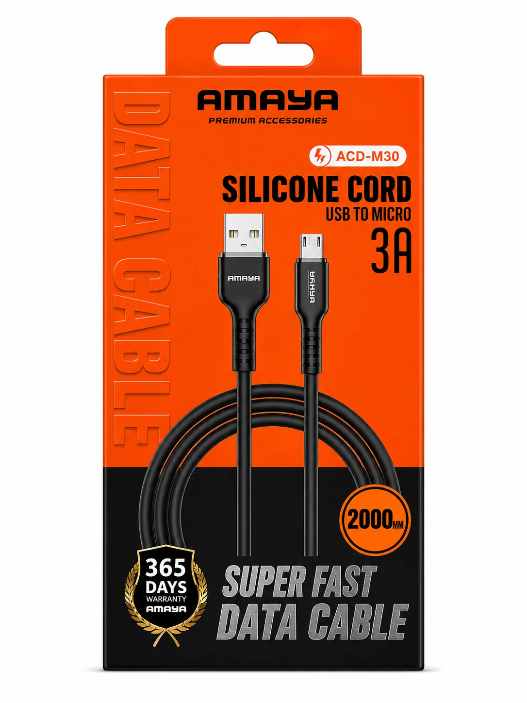 كابل AMAYA M30 — USB إلى Micro USB، 2 متر