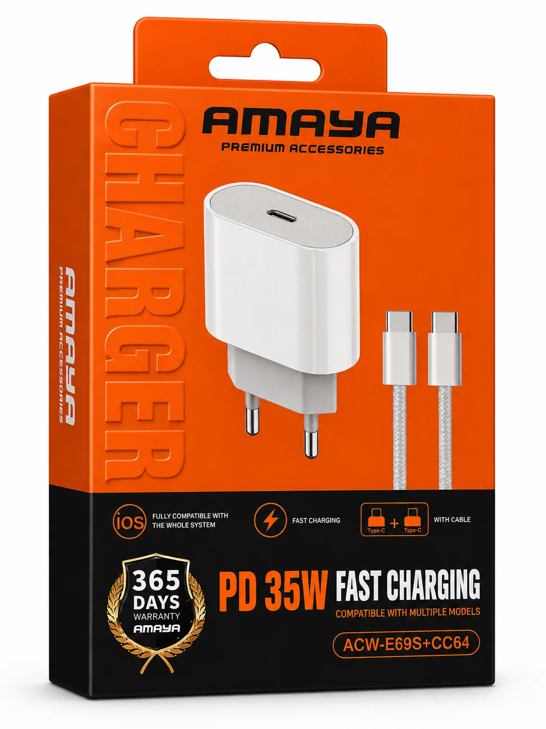 شاحن AMAYA CC64 — طقم شحن (Type-C إلى Type-C)