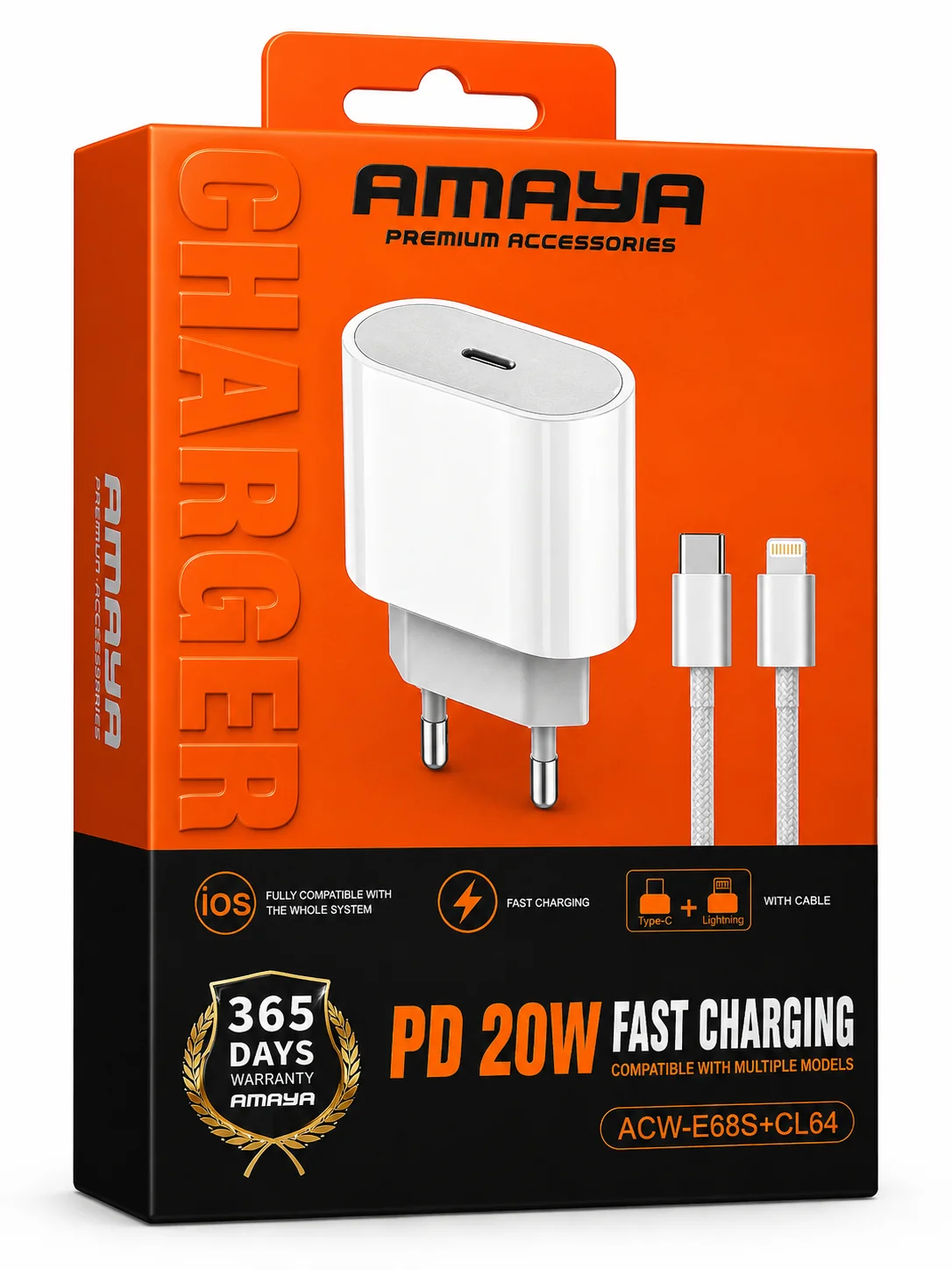 شاحن AMAYA CL64 — طقم شحن (Type-C إلى Lightning)