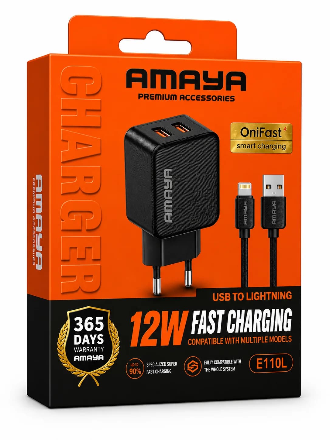 شاحن AMAYA E110L — طقم شحن (USB إلى Lightning)