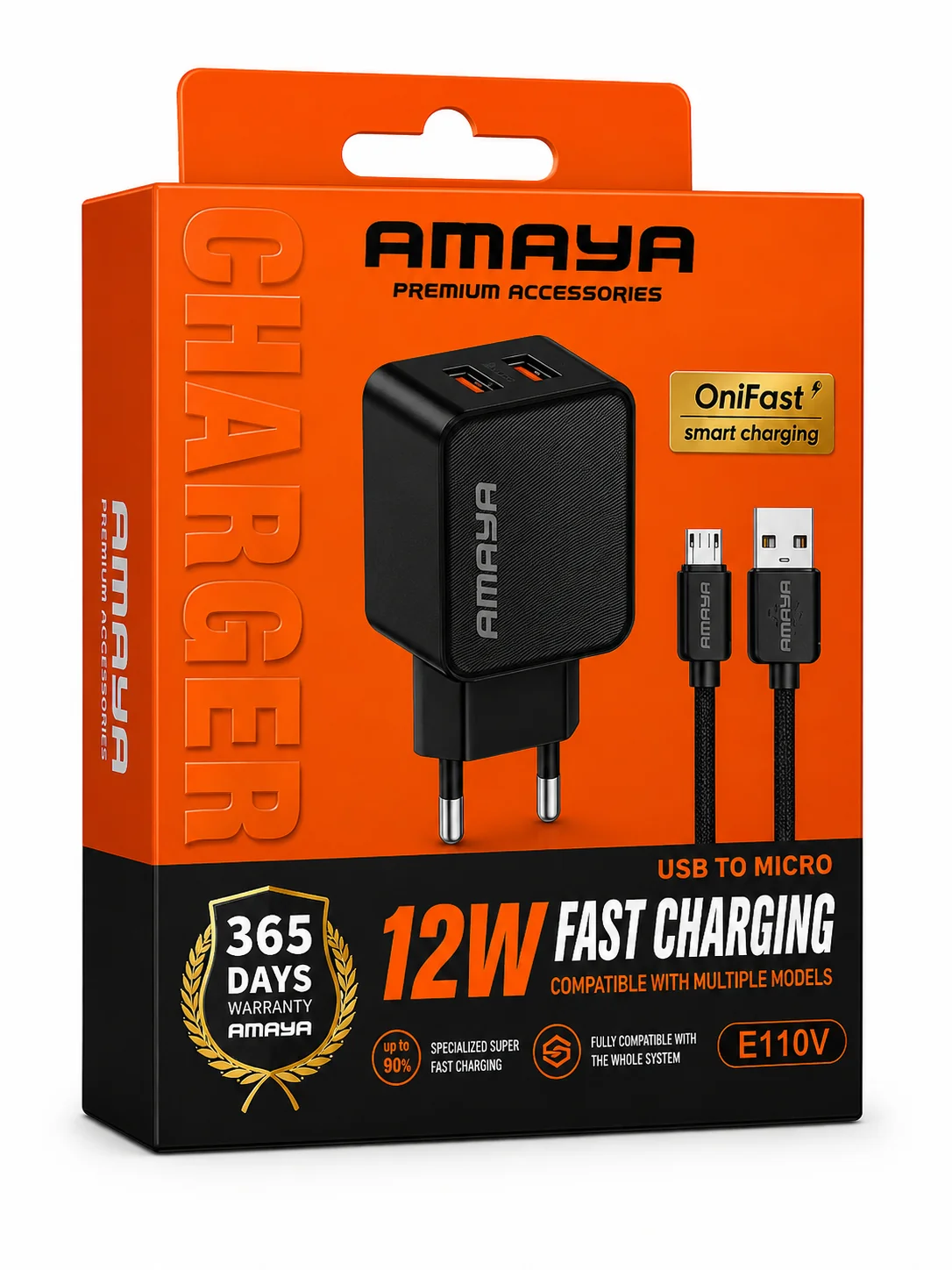 شاحن AMAYA E110V — طقم شحن (USB إلى Micro USB)