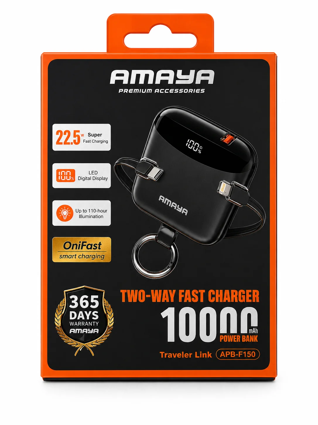 باوربانك AMAYA F150 — 10,000 ملي أمبير