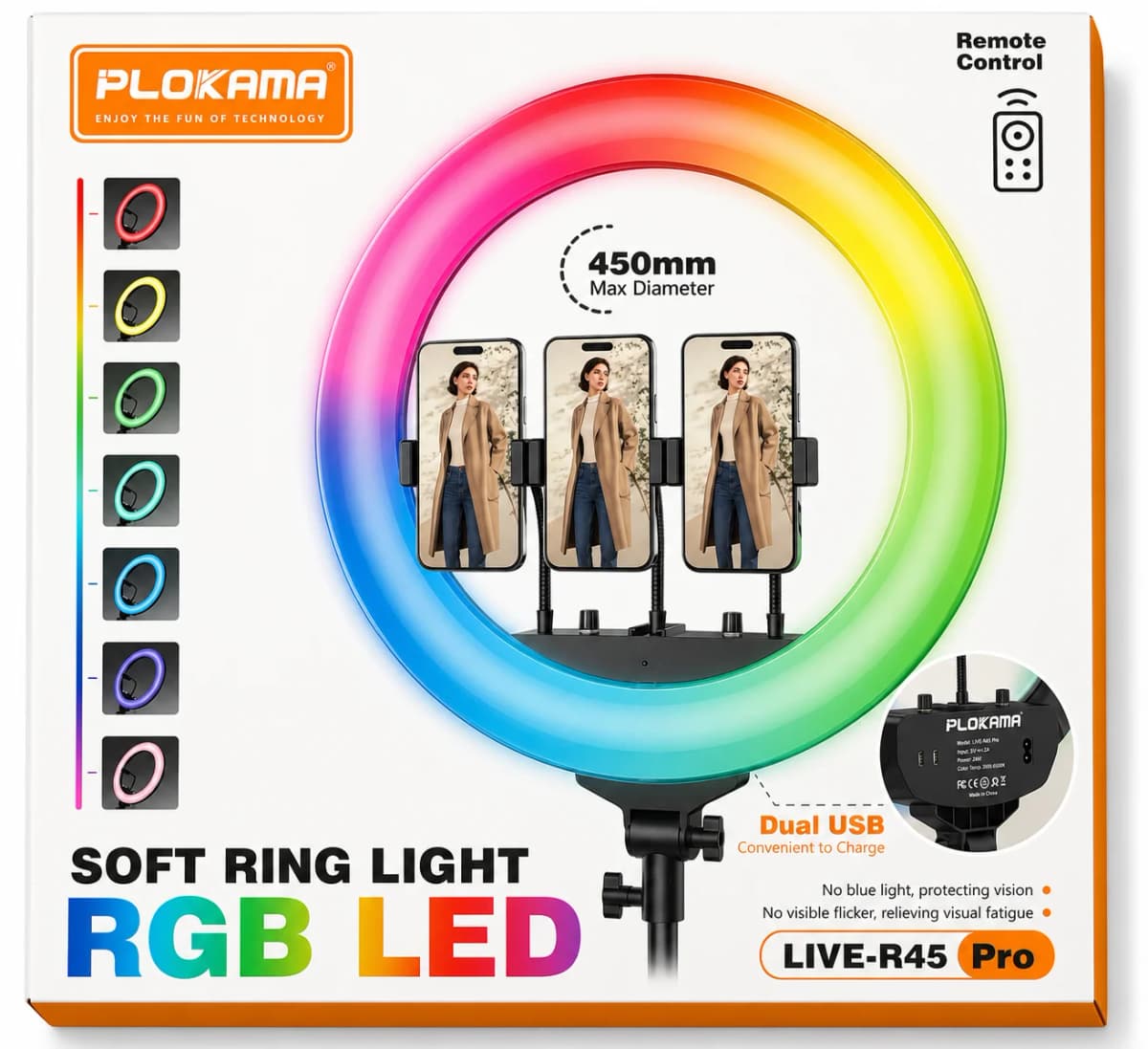 رينج لايت R45 PRO (ألوان RGB) — 45 سم